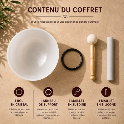 Bol chantant en cristal blanc avec maillets