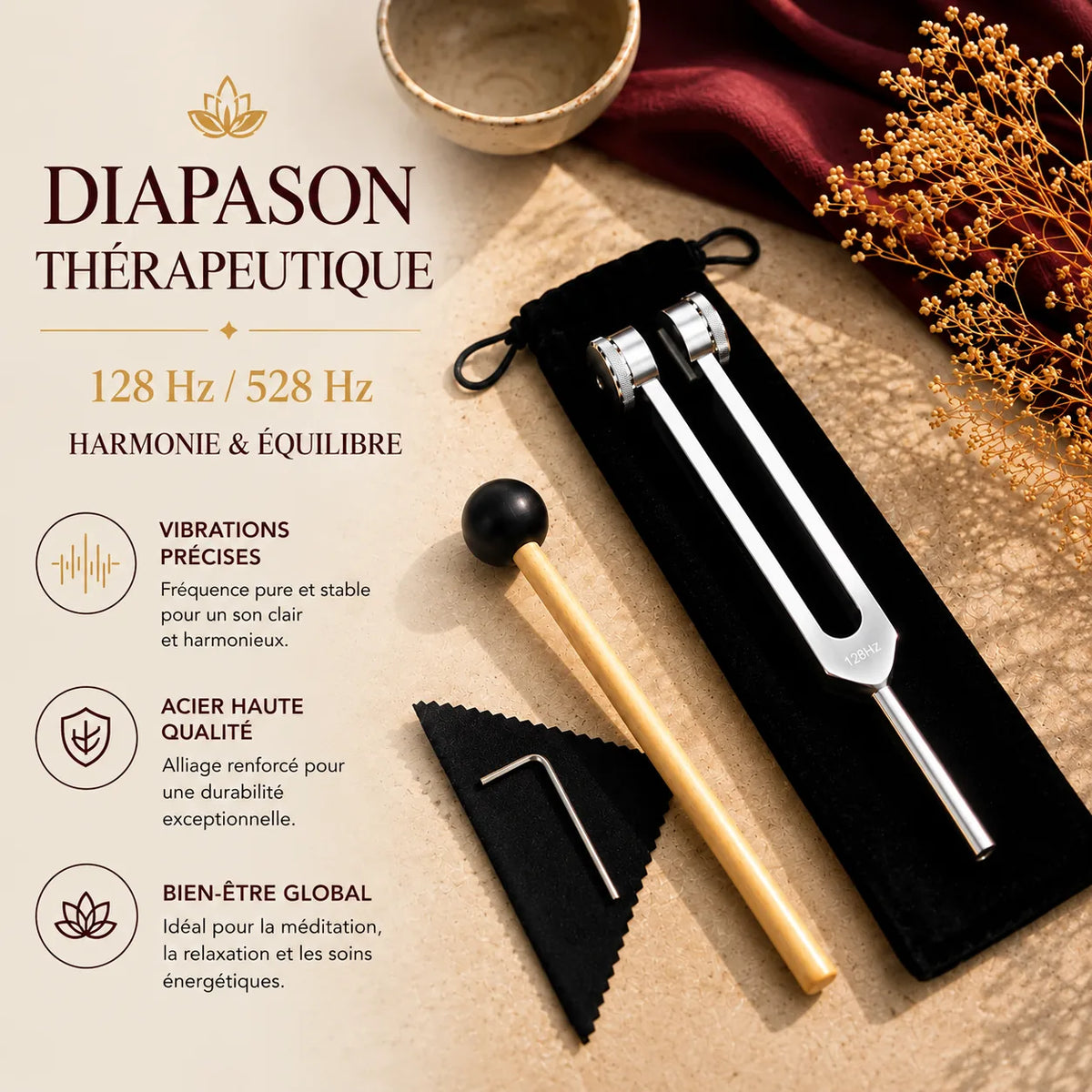 Diapason 128 Hz et 528 Hz