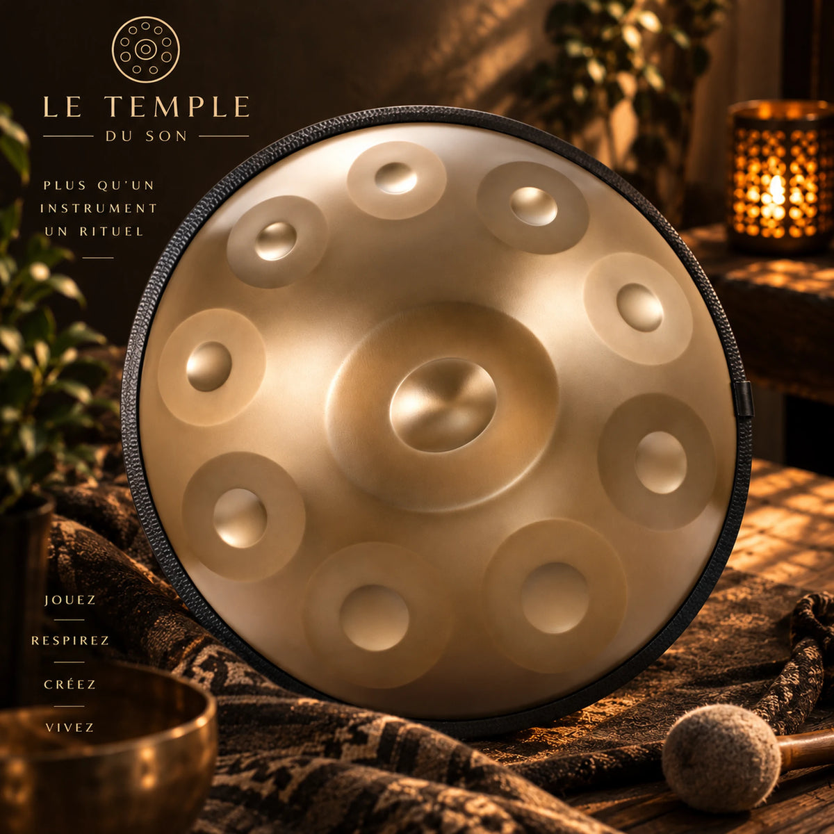 Handpan 10 notes doré