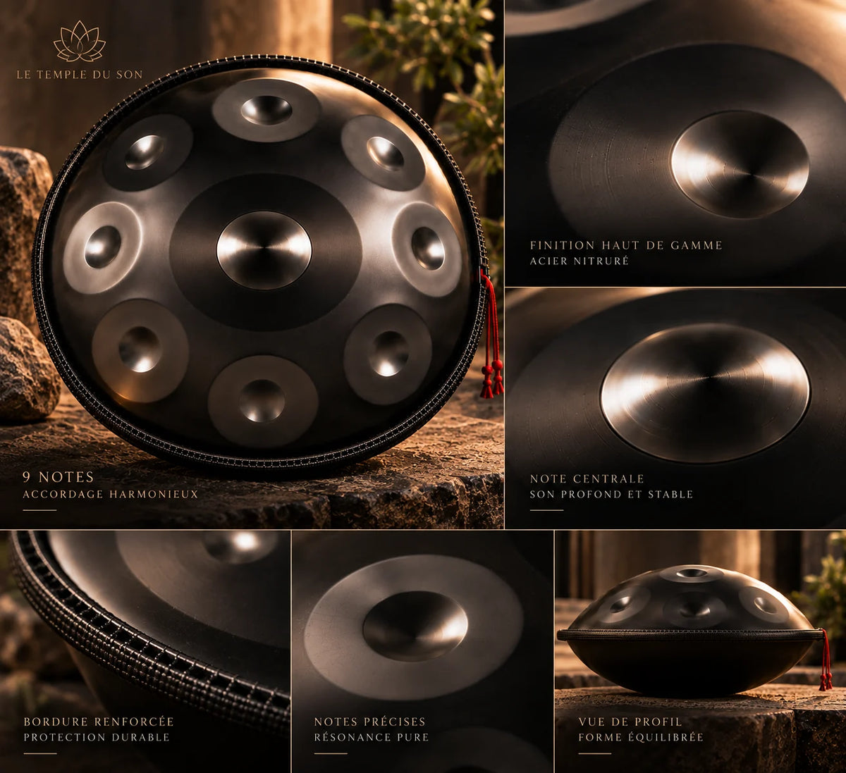 Handpan 9 notes noir