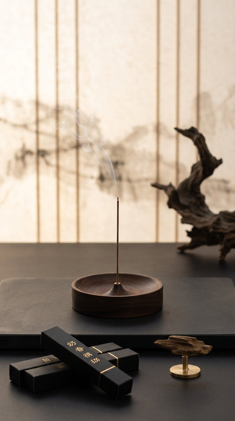 Porte-encens en bois au design naturel