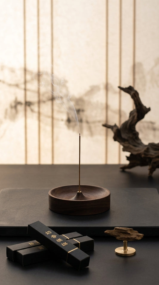 Porte-encens en bois au design naturel