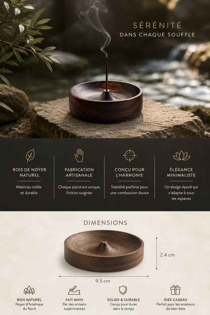 Porte-encens en bois au design naturel
