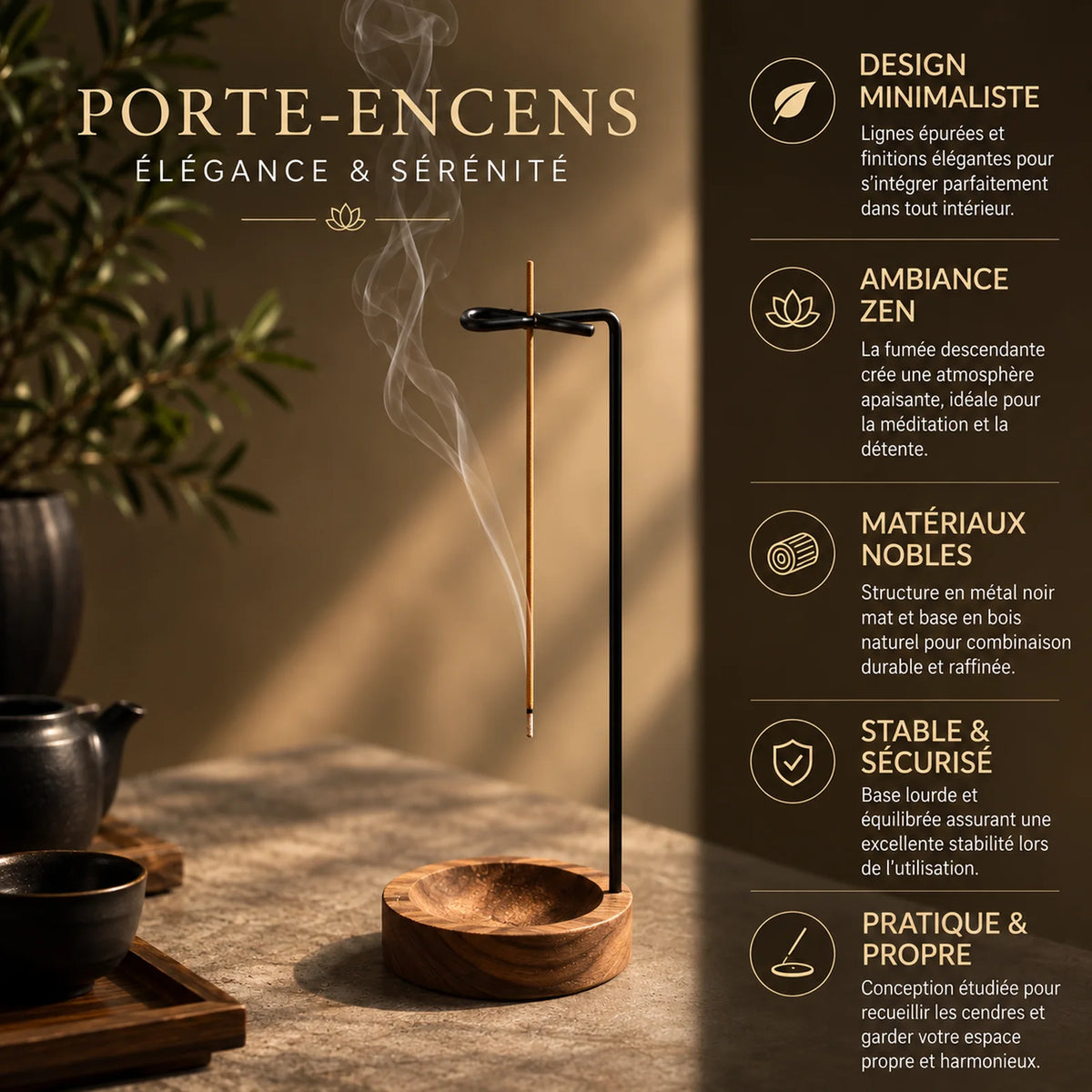 Porte-encens suspendu au design minimaliste
