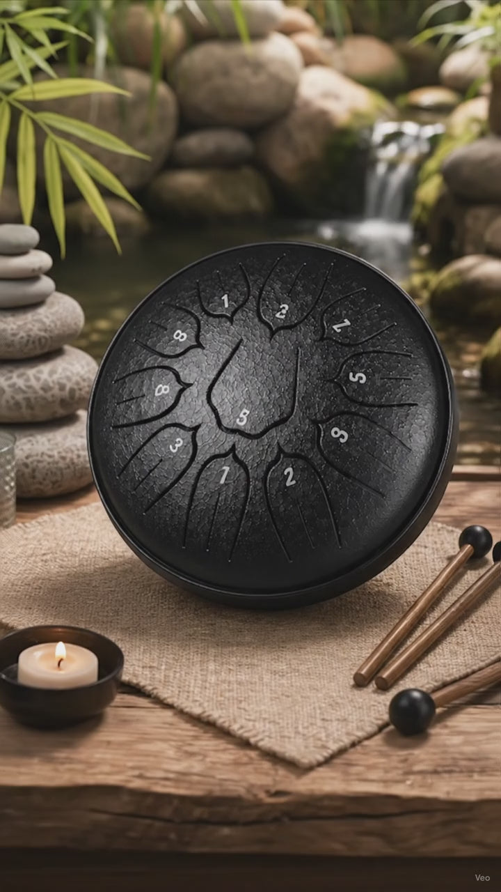 mini tongue drum noir satiné 11 notes