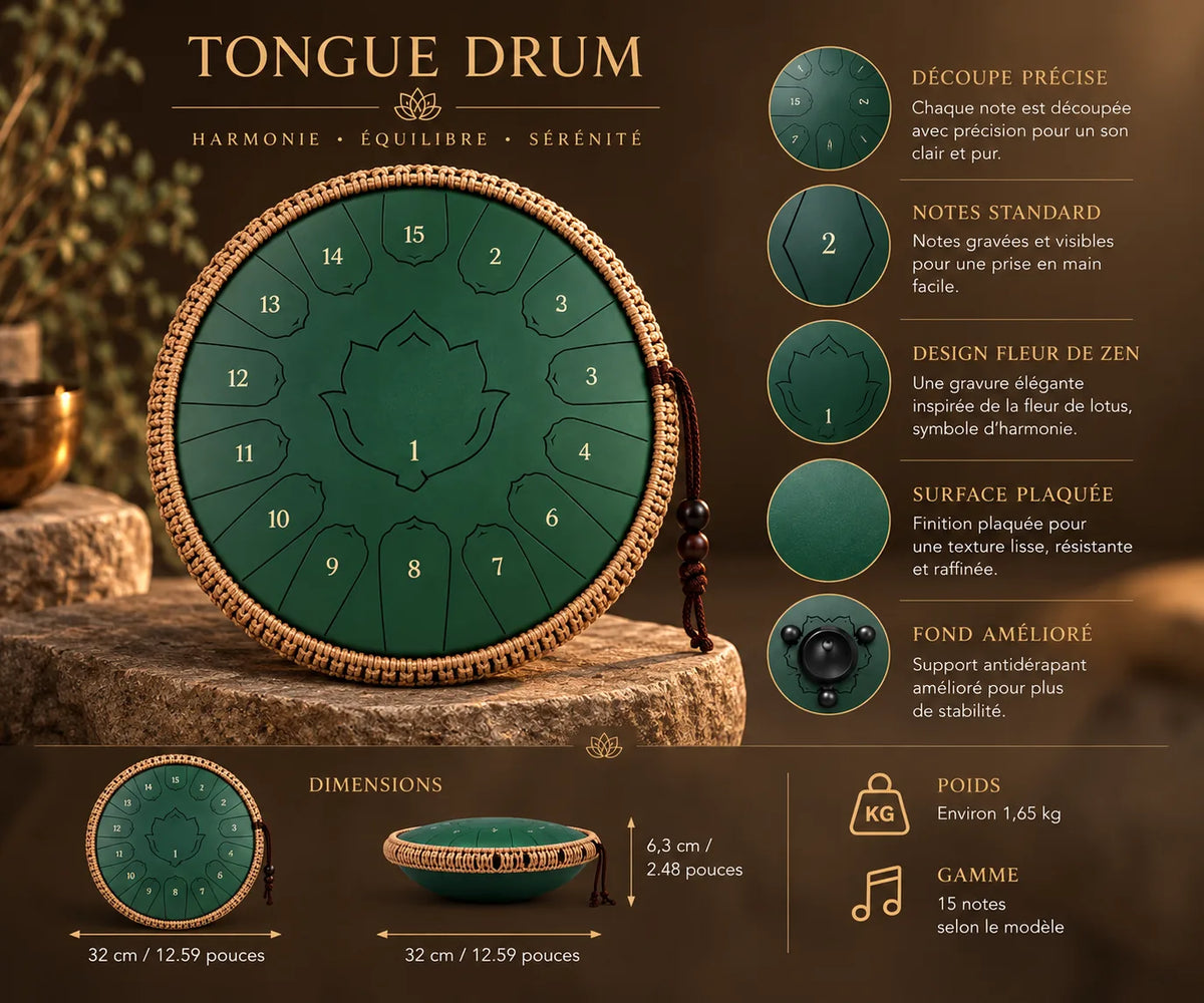 Tongue Drum Vert 15 Notes