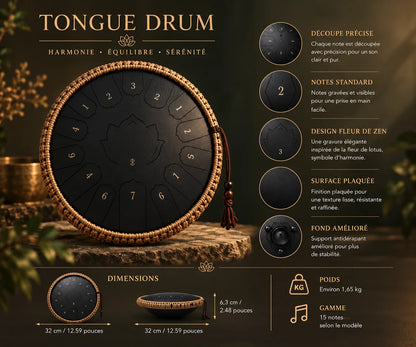 Tongue Drum Noir 15 Notes