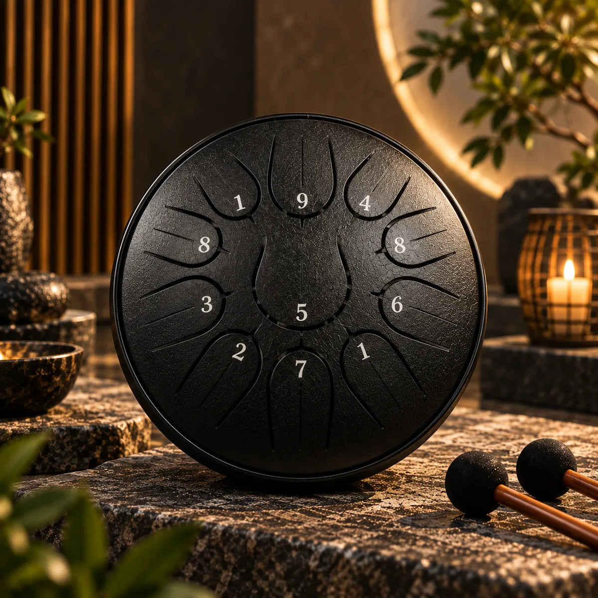 Mini Tongue Drum Noir Satiné 11 Notes