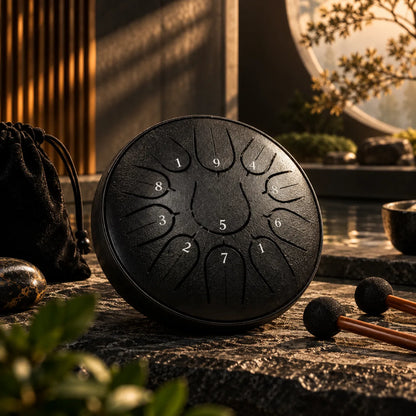 Mini Tongue Drum Noir Satiné 11 Notes