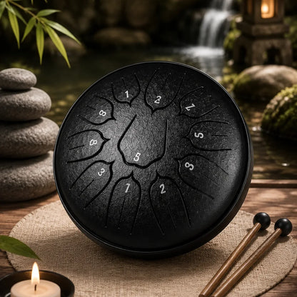 Mini Tongue Drum Noir Satiné 11 Notes